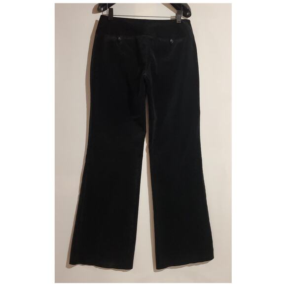 Express Editor VTG Y2K Velour Flare Leg Pants Womens Size 2 Black Mid Rise Soft - Picture 2 of 12